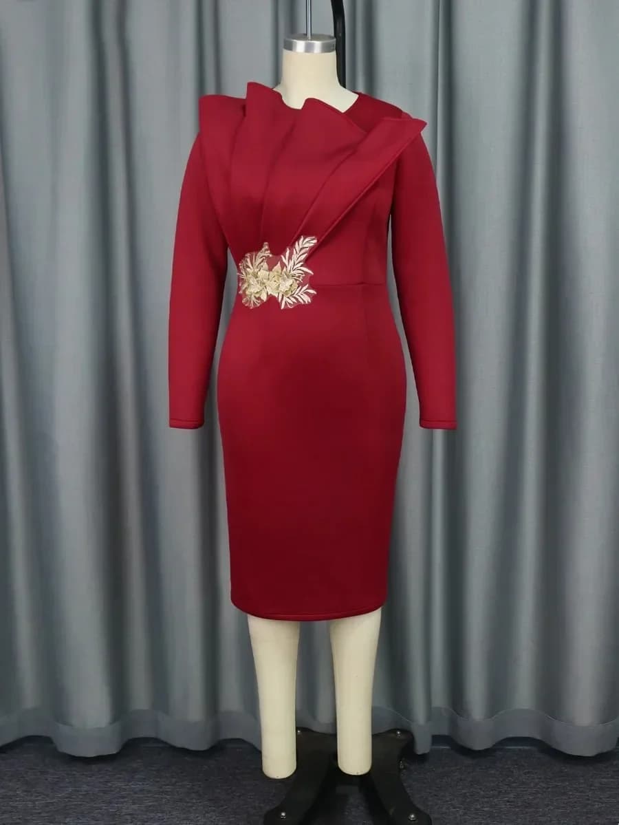 Robe d'église à manches longues avec appliques en dentelle pour femmes, gaine d'irritation, tambour 