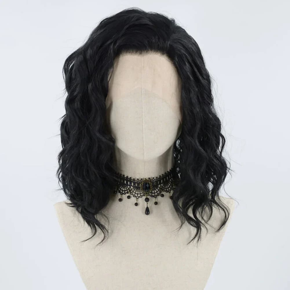 AIMEYA perruques courtes pour femmes perruque avant en dentelle synthétique vague noire Bob perruque
