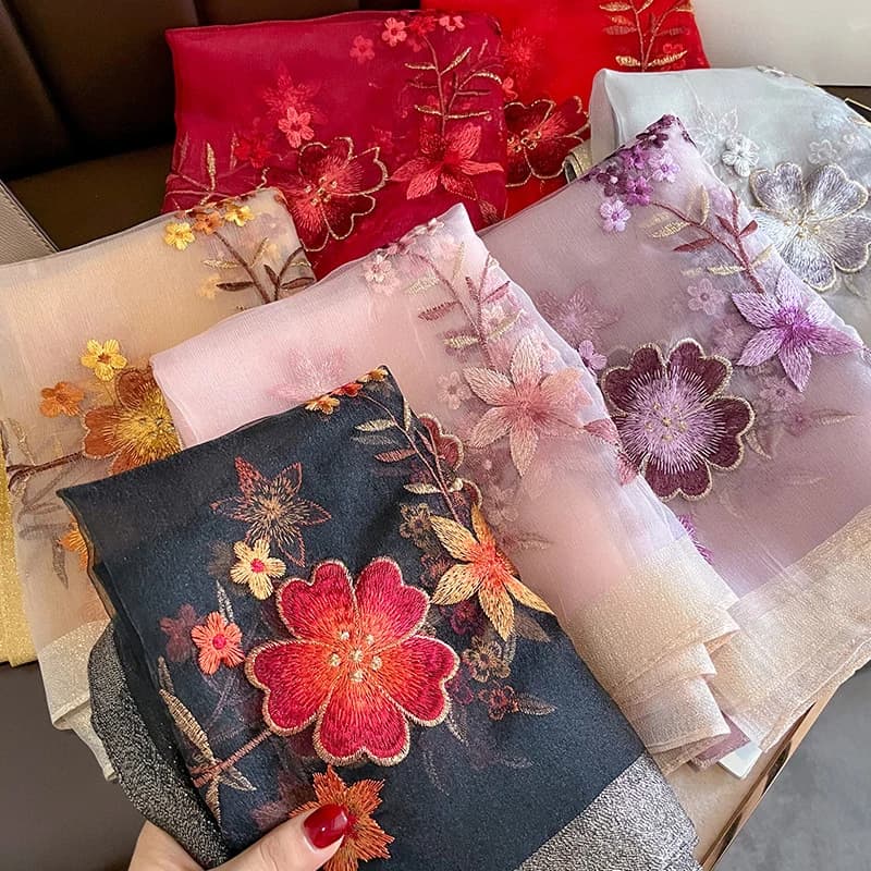 Écharpe en laine chaude pour femme, châles monochromes, pashmina floral Bufanda, écharpes de luxe br