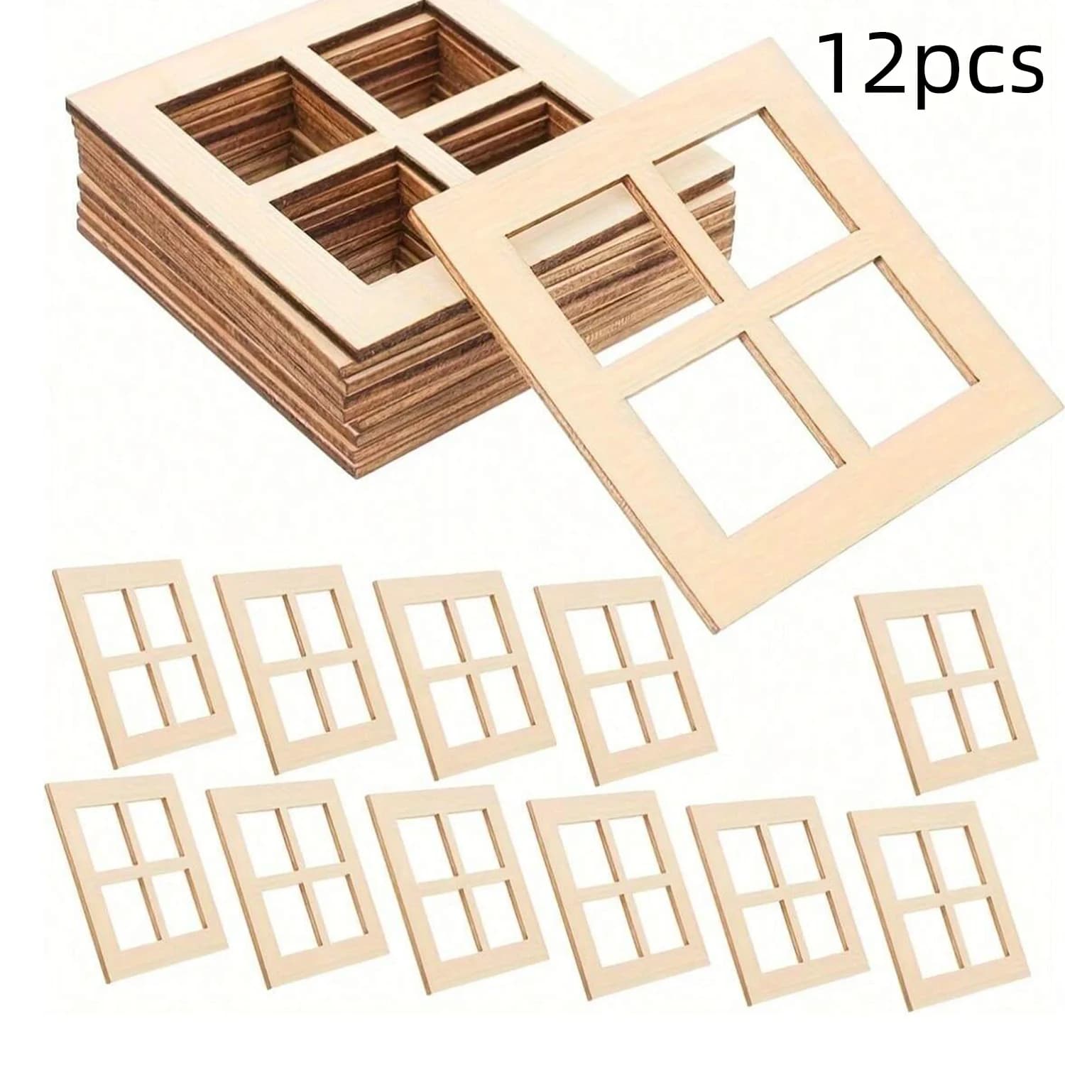 Ensemble de fenêtres miniatures en bois, 12/24/36 pièces (2,76x2,76 pouces), accessoires pour Mini m