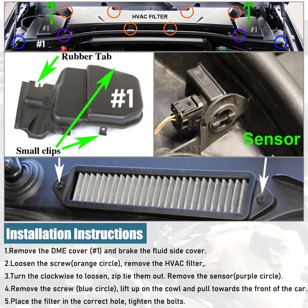 Filtre de capot d'air d'habitacle, pour châssis BMW E uniquement E82 E88 E90 E91 E92 E93 X1 M3 128i 