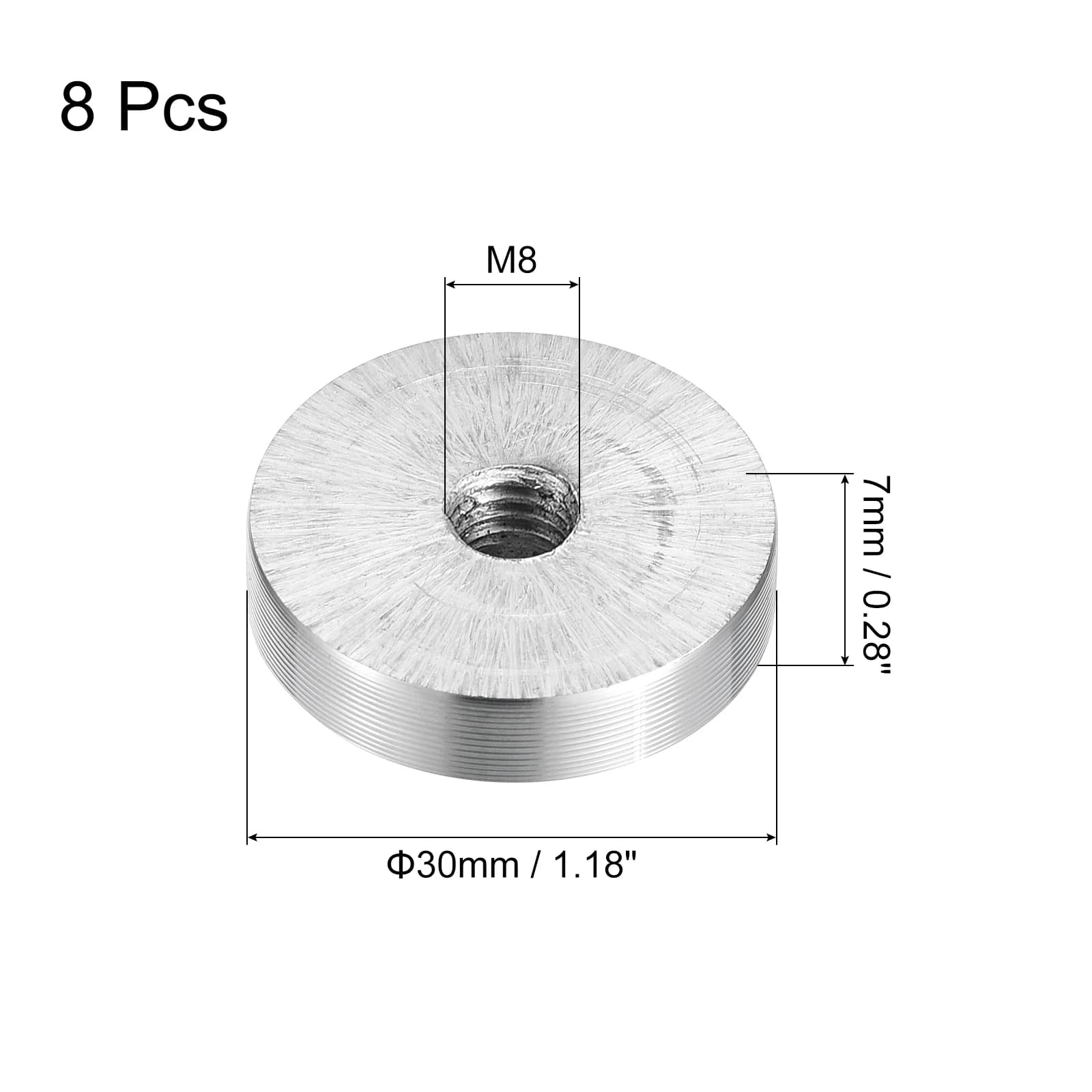 Disque en aluminium de 30/40/50/60mm de diamètre, filetage M6 M8 M10, forme ronde, Table en verre, d