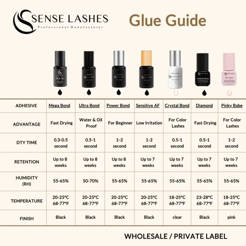 SENSE LASHES 10 bouteilles de colle à cils 5ml adhésif pour cils pegamento de pestañas adhésif exten
