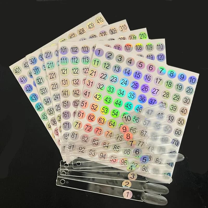 Étiquette autocollante avec numéro Laser, 5 feuilles (1-500), pour vernis à ongles, affichage des po