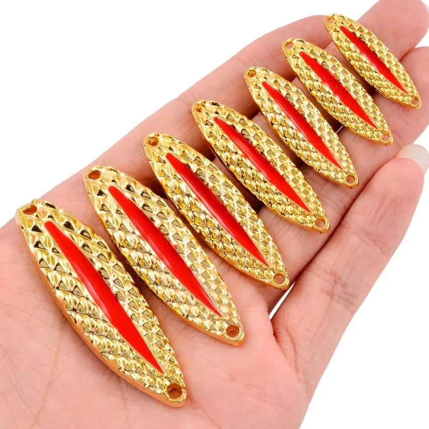 4 pièces cuillère de leurre de pêche en métal lumineux 2.5g 5g 7g 10g 15g 20g or/argent appât de poi