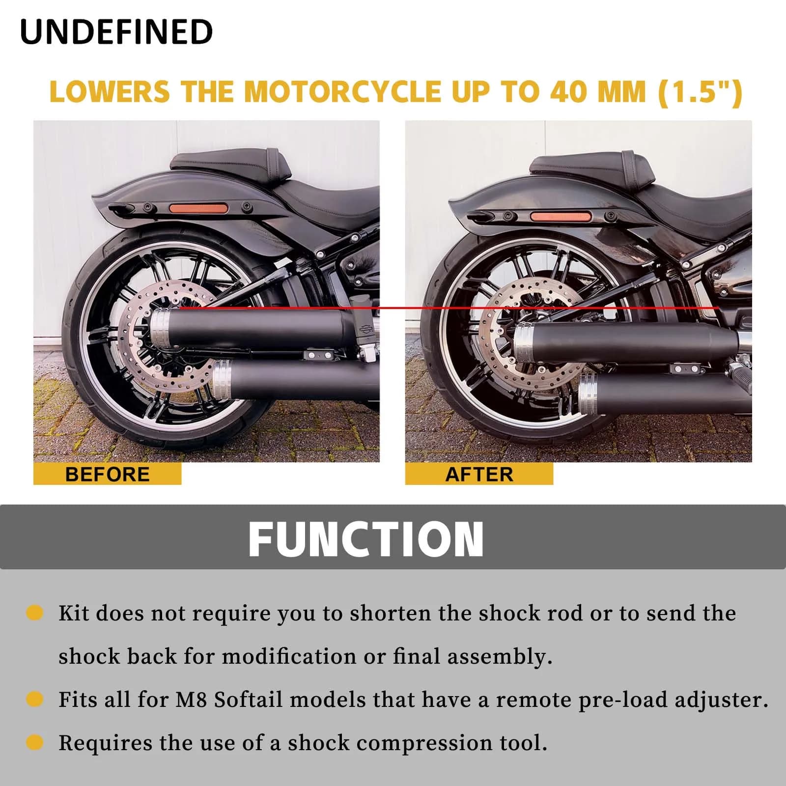Kit d'abaissement des chocs adapté aux modèles Harley M8 Softail Low Rider S FXBR FXLRS FLHC FLFBS F