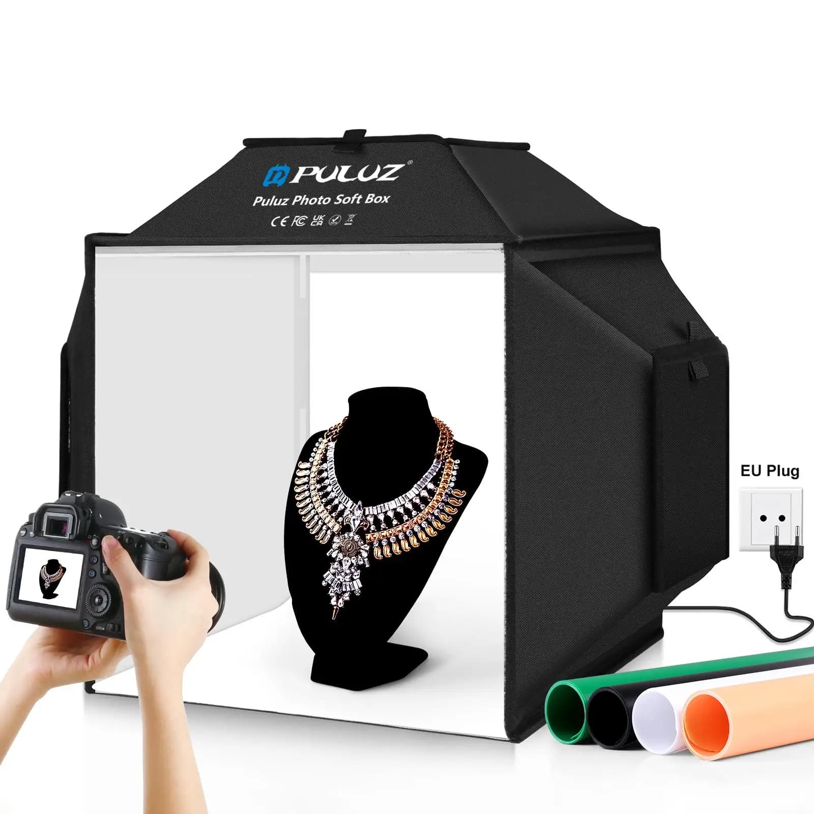 PULUZ 40 cm pliant 72 W 5500 K Studio tente de prise de vue boîte souple Kit d'éclairage de photogra