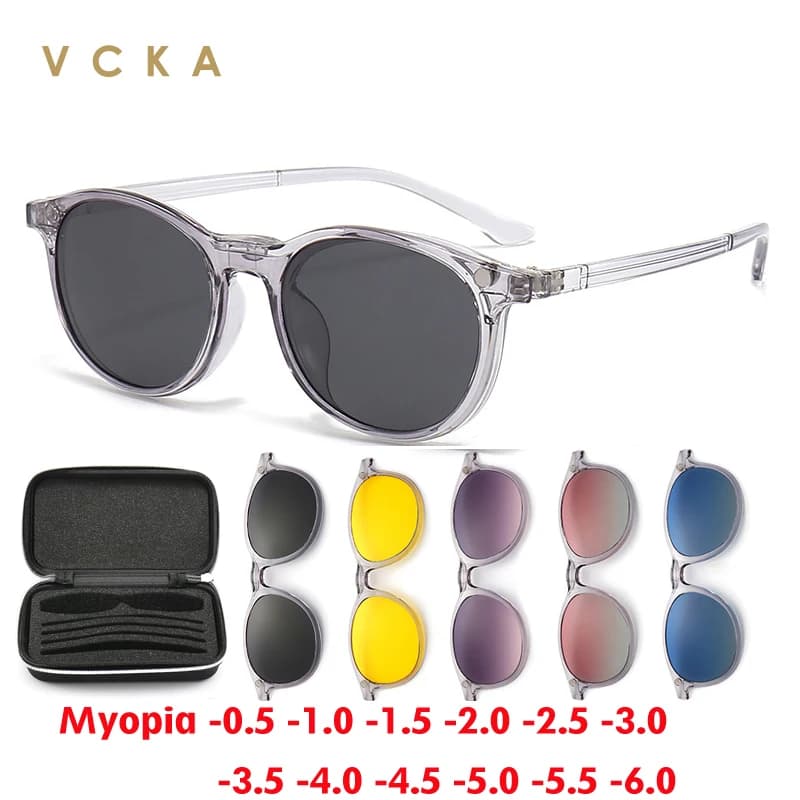 VCKA-Lunettes de soleil pour myopie pour femme, montures transparentes, lunettes polarisées, lunette