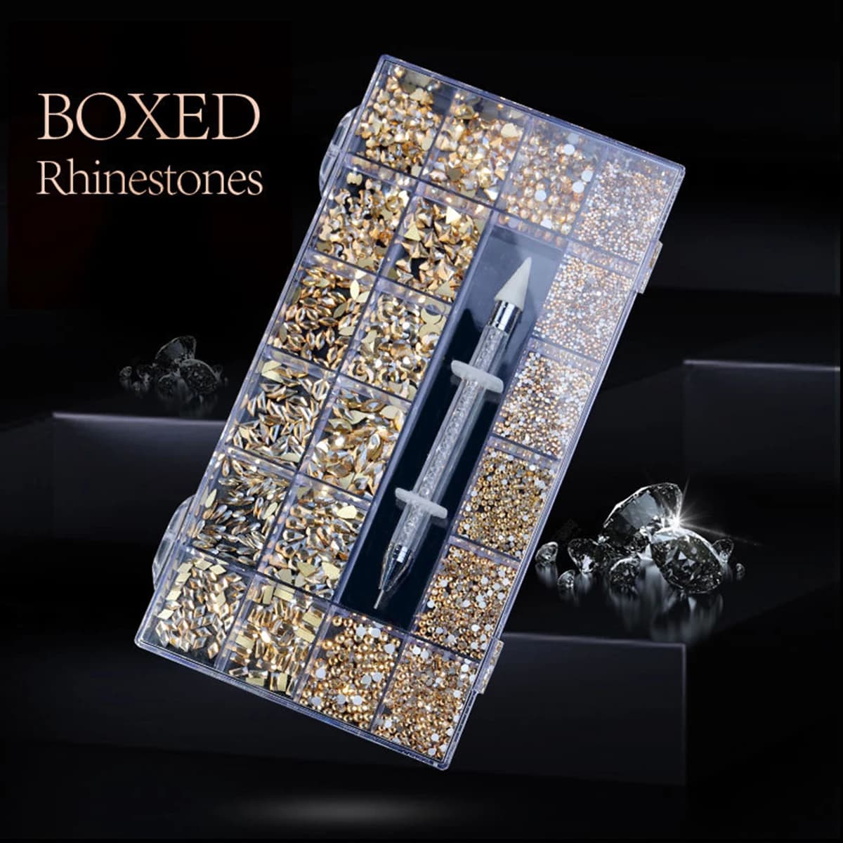 21 grille nail art diamant fond plat verre diamant multi-style diamant de forme spéciale brillant on