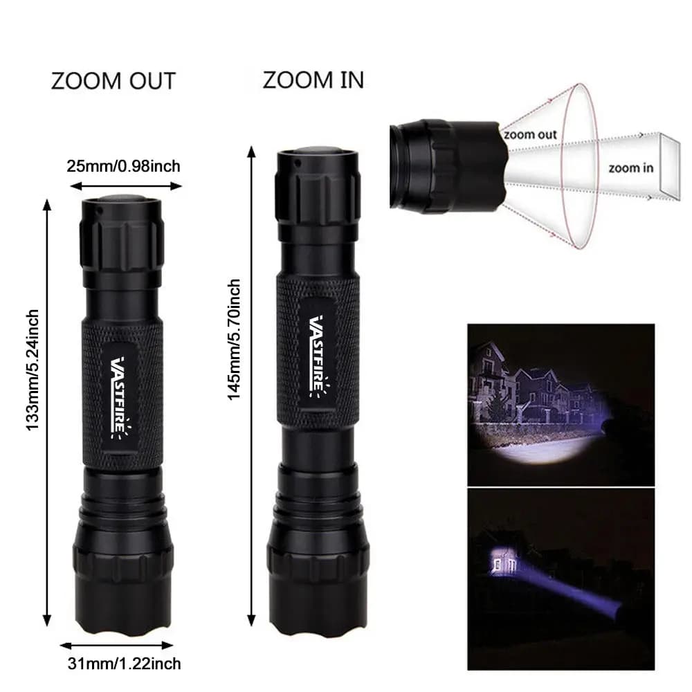 Lampe de poche super lumineuse, torche zoomable, haute puissance, chasse nocturne, camping en plein 