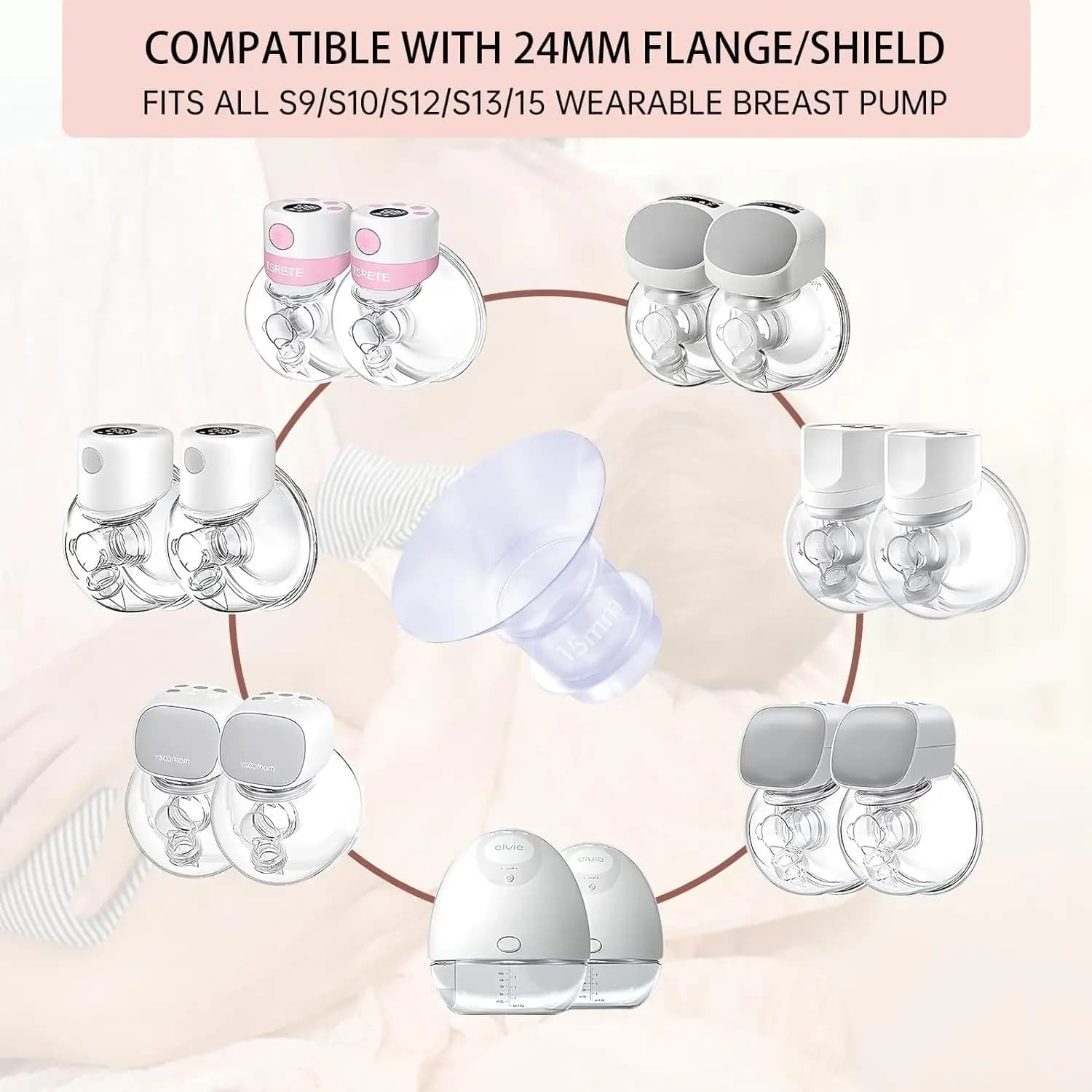 Inserts de bride 13/15/17/19/21 mm compatibles avec Momcozy S12/S12pro/S9/S9 pro, pour TSRETE/Spectr