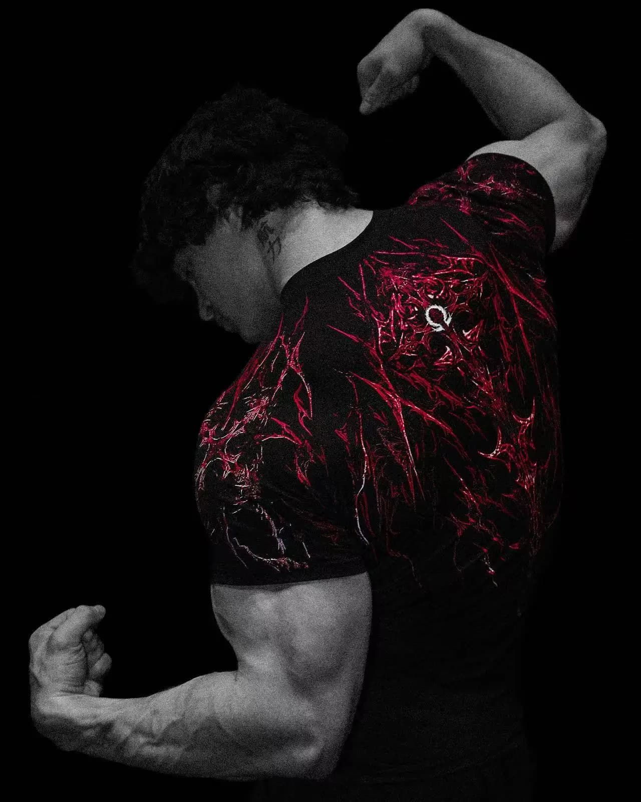 T-shirt de sport de compression pour homme, imprimé gothique éclair, haut de fitness pour la gym, sé