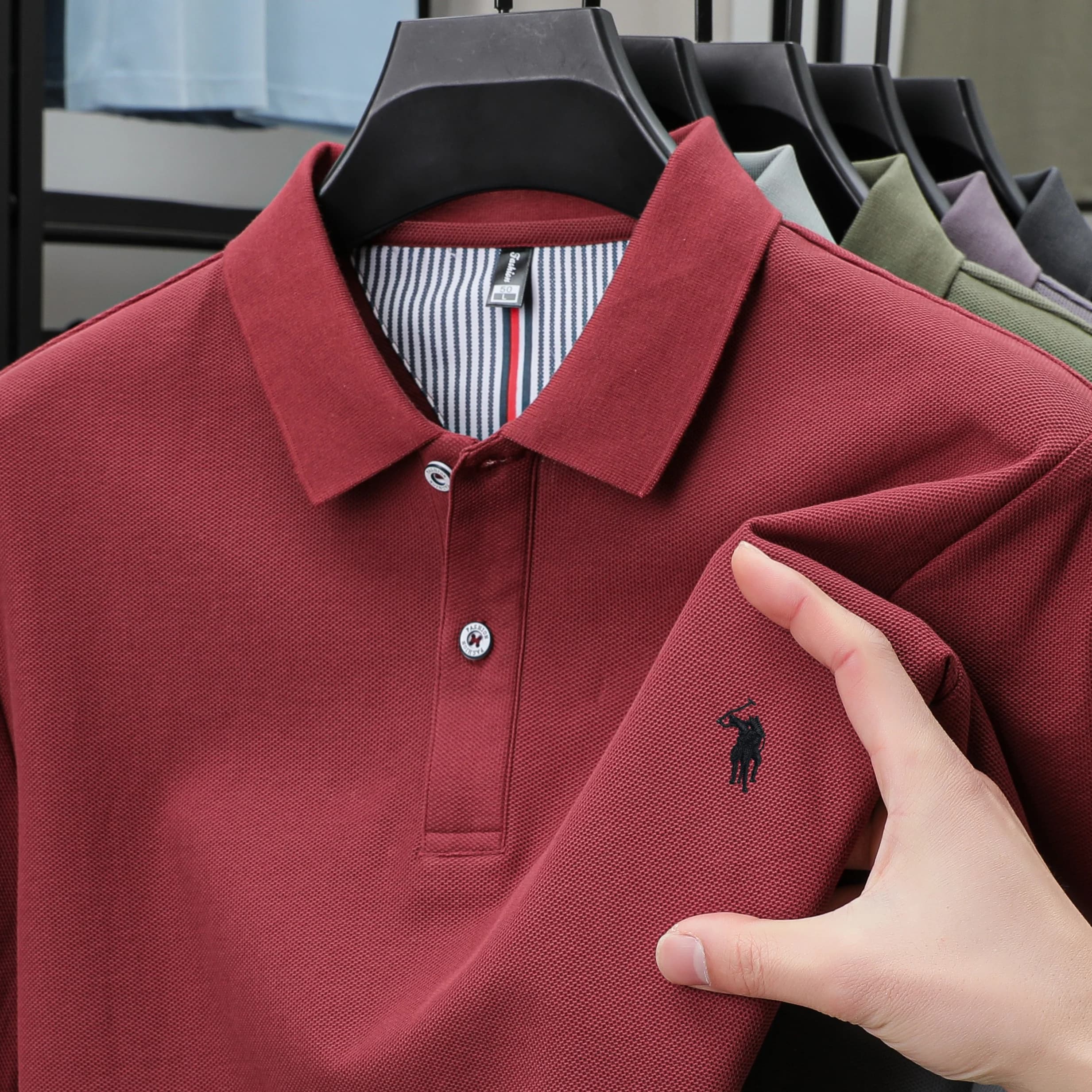 100% pur coton été nouveau à la mode hommes à manches courtes de luxe personnalisé polo d'affaires b