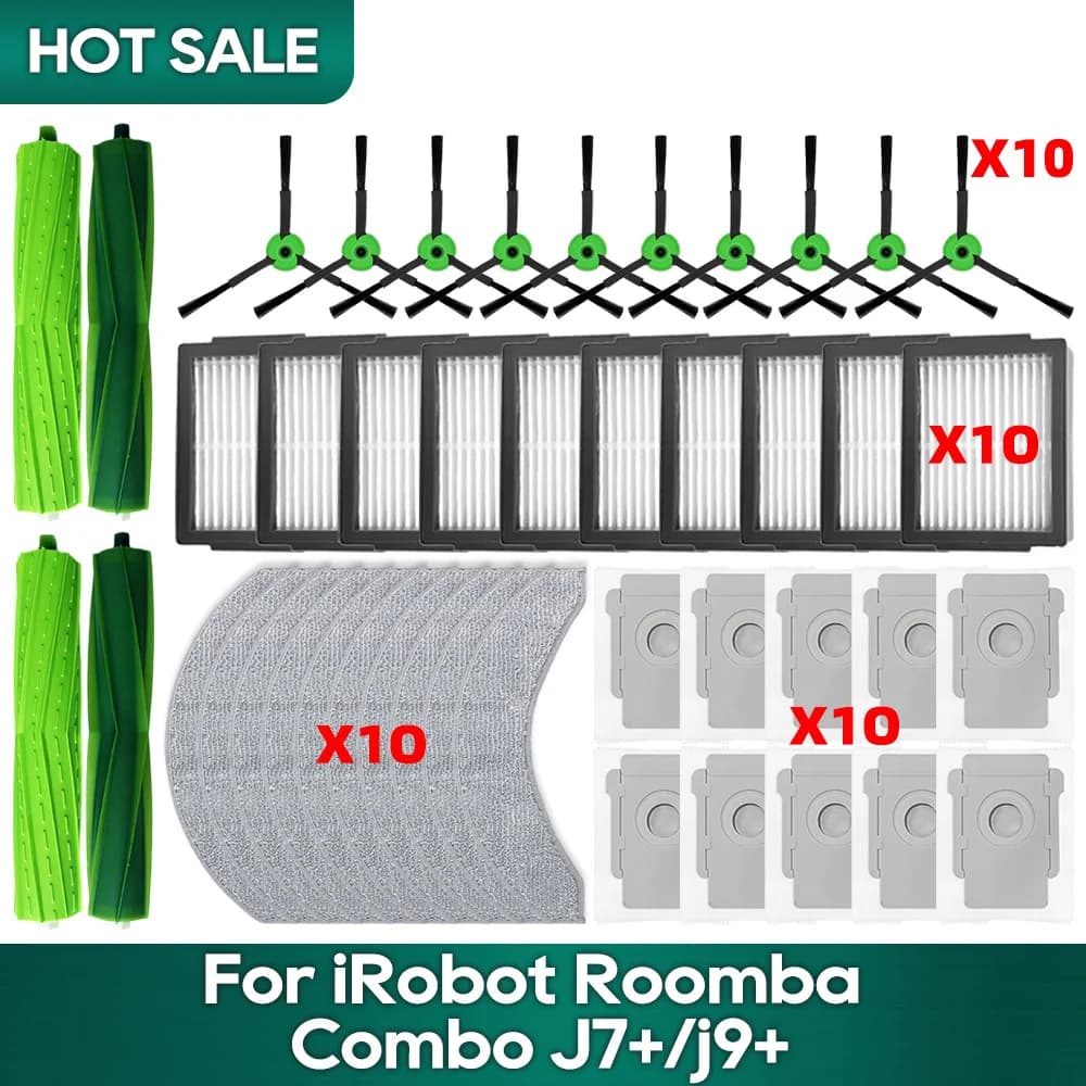 Accessoires pour aspirateur Robot iRobot Roomba Combo j7 +, Roomba Combo j9 +, sac à poussière, roul