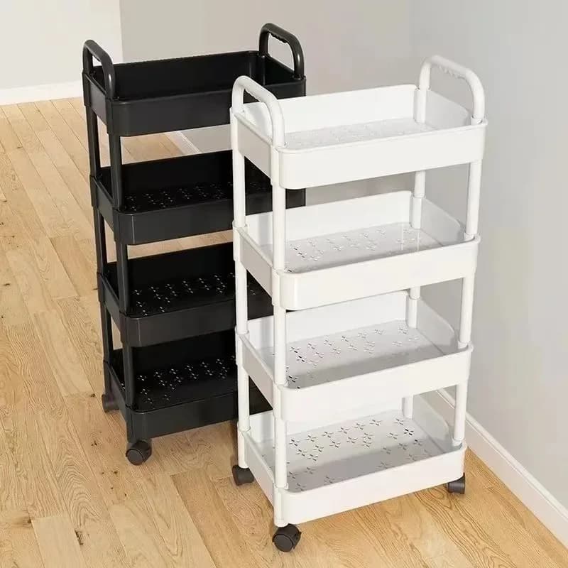 Chariot utilitaire roulant à 3/4 couches, support de rangement pour salle de bain avec roulettes, or