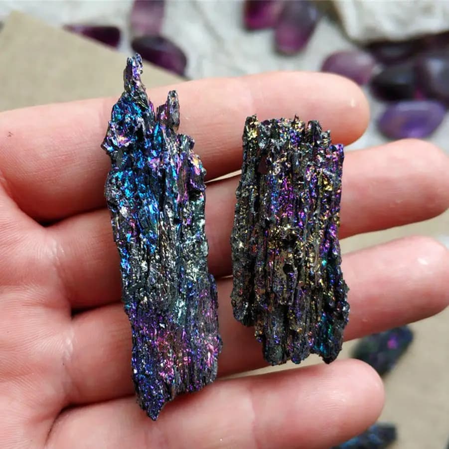 Spécimen de pierre naturelle de carborundum coloré, carbure de silicium, cristal de Quartz noir, éch