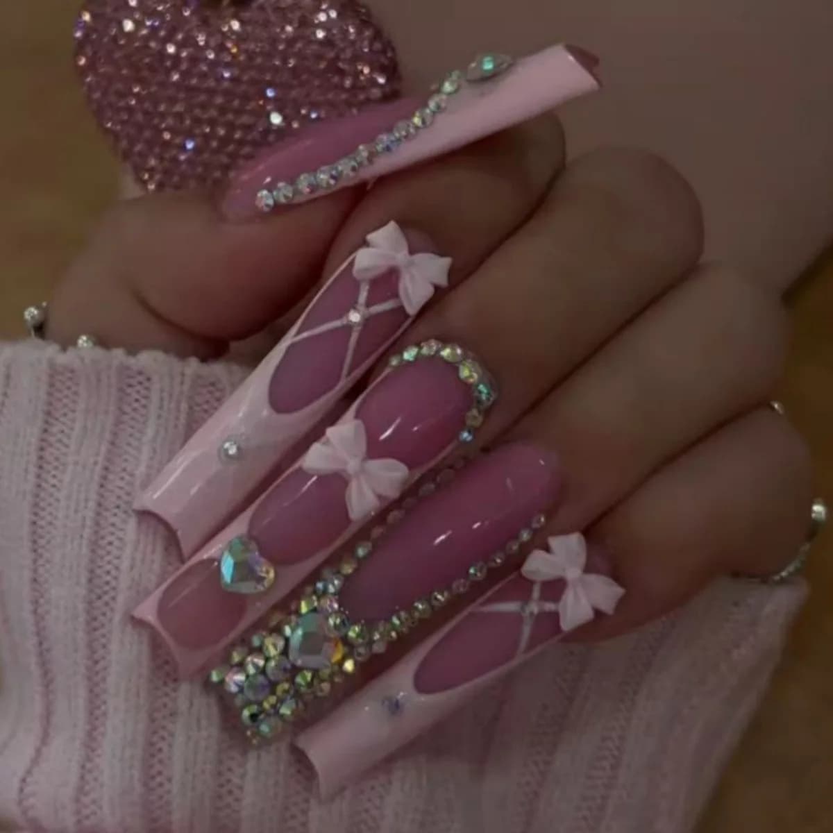 24 pièces longue tête carrée couverture complète ongles conseils blanc français faux ongles 3D ceris
