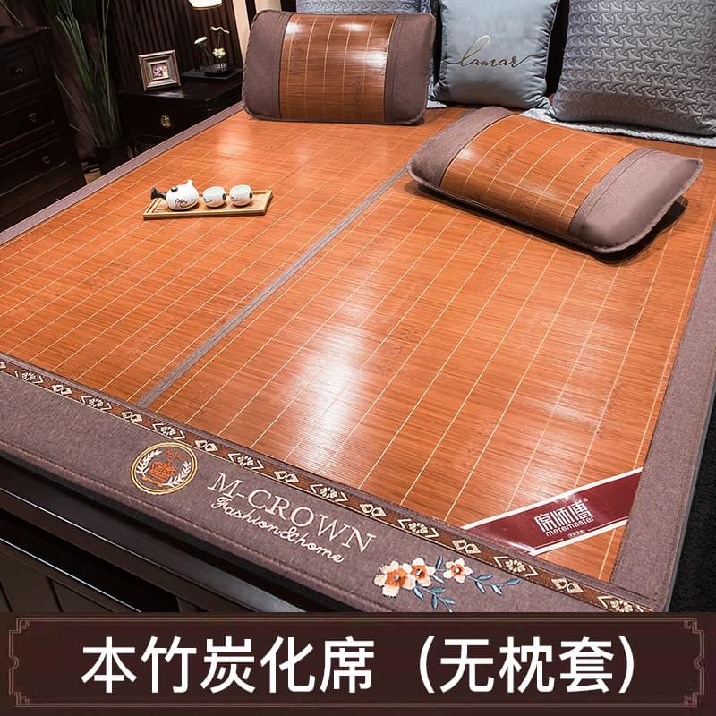 Tapis de bambou carbonisé naturel, matelas de paille pour dormir nu, en soie glacée, à double usage,