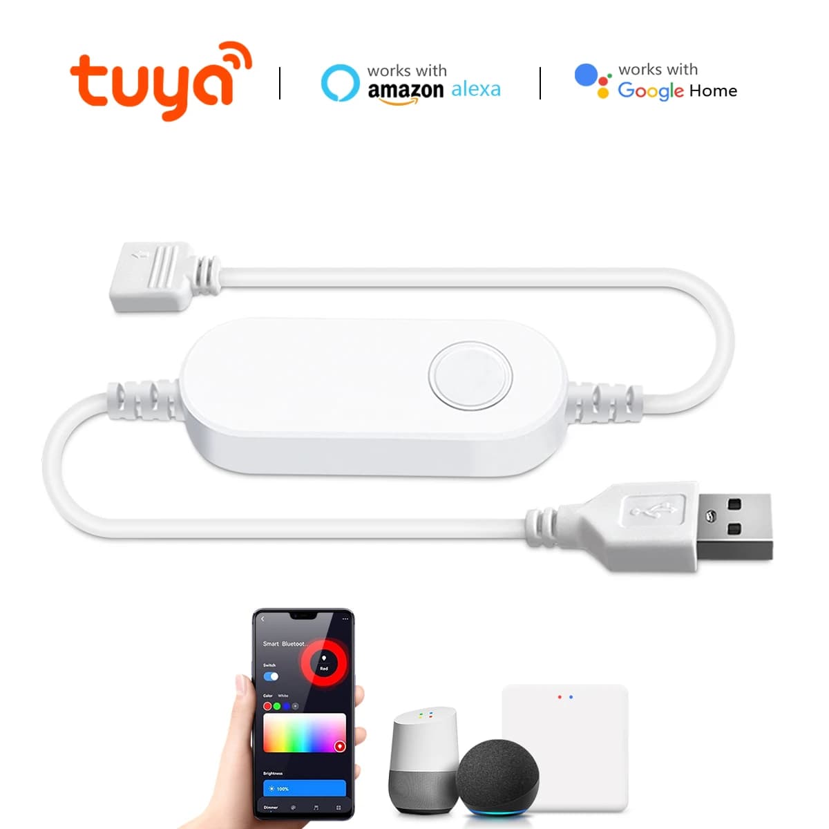 Tuya-Contrôleur de bande LED RVB à intensité variable, interrupteur intelligent, variateur LED, band