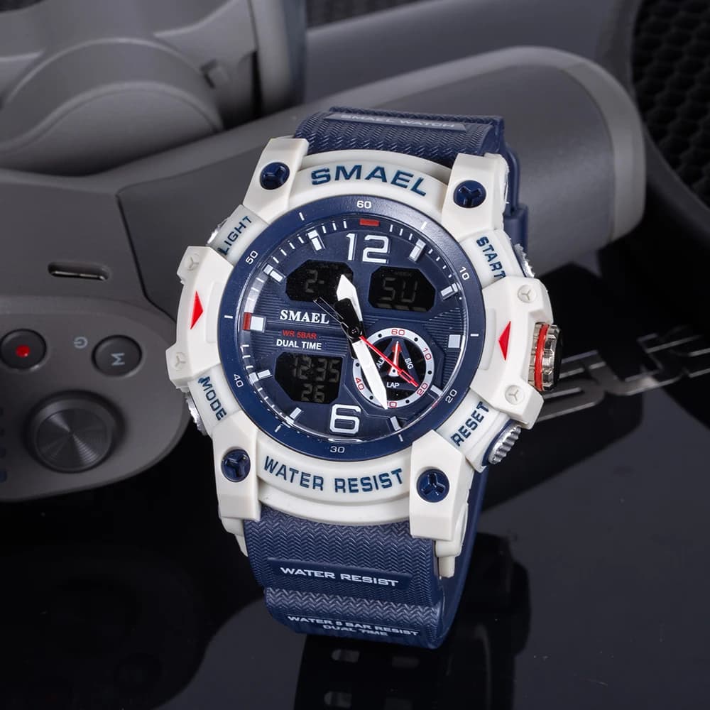 SMAEL-Montre-bracelet de sport militaire pour homme, chronomètre d'alarme, rétroéclairage numérique 