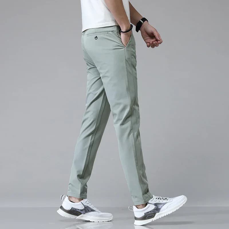 Pantalon Ultra-fin pour hommes, extensible, Slim, droit, décontracté, haute qualité, mode, respirant