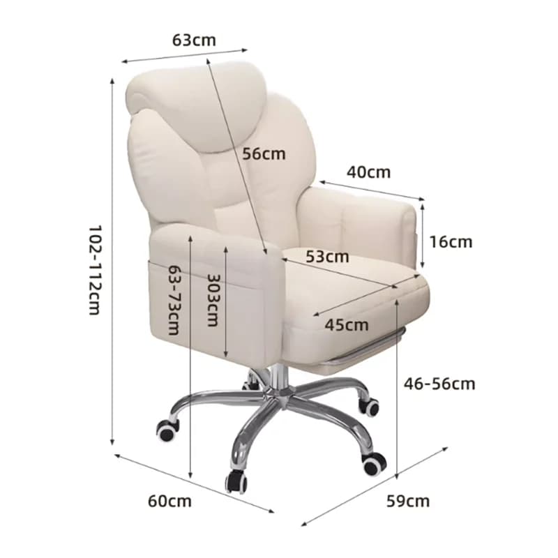 Chaise de Bureau Moderne Blanche avec Repose-Pieds Mobile, Fauteuil de Jeu Doux et Confortable, Mobi