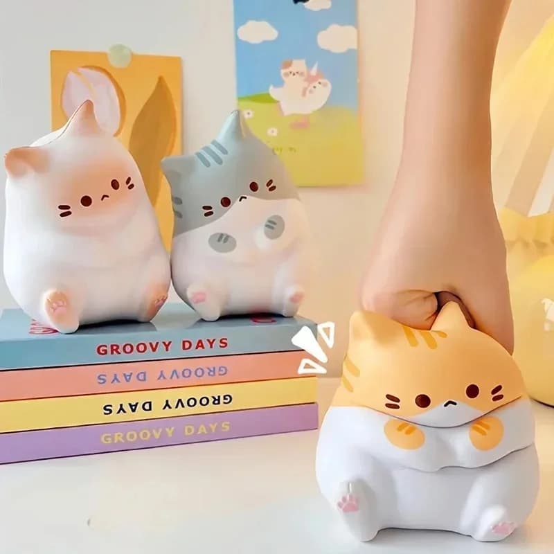 Jouets à presser en forme de chat de dessin animé pour enfants et adultes, 1 pièce, balles à rebond 