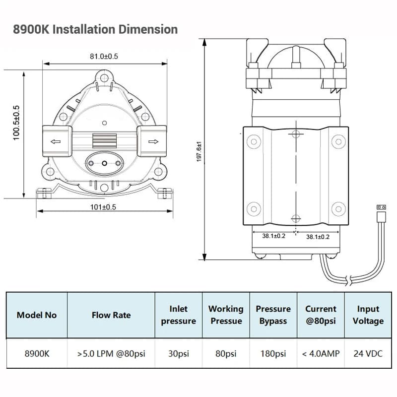 Booster de filtre à eau Coronwater 4,5 Lpm, pompe à pression 8900K RO