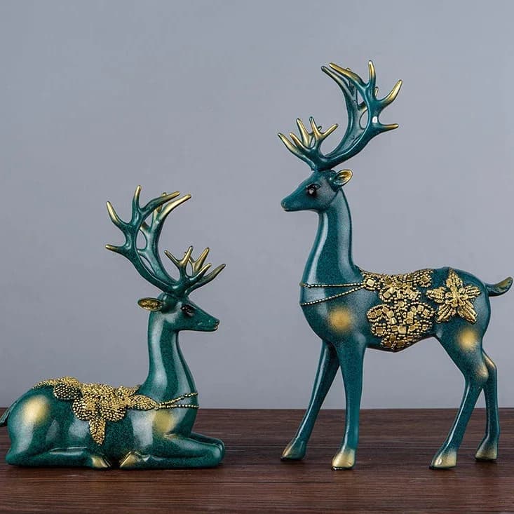 Figurine de cerf moderne pour salon et bureau, ornement créatif en résine, décoration nordique de lu