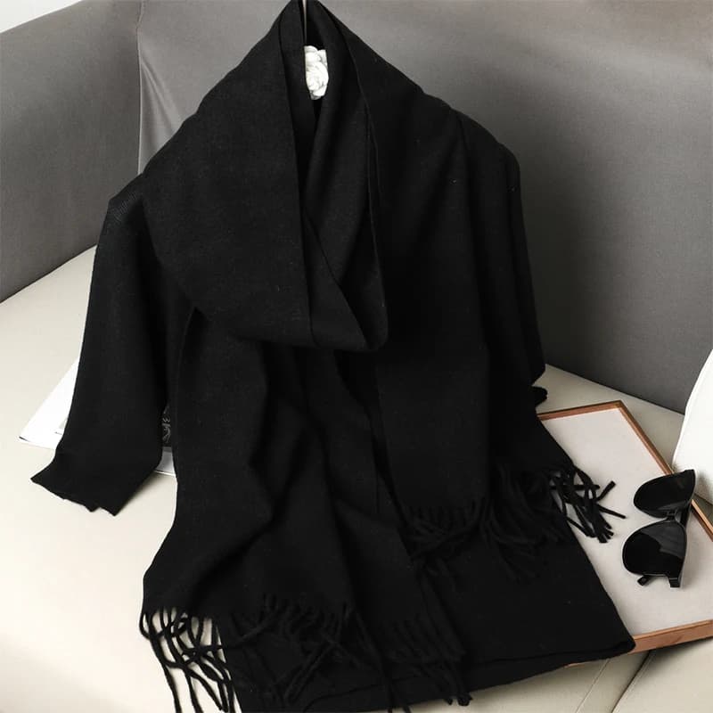 Écharpe en Cachemire pour Femme, Longue et Chaude, Hijab Solide, Châle Rond, Pashmina, Bandana, 62 D