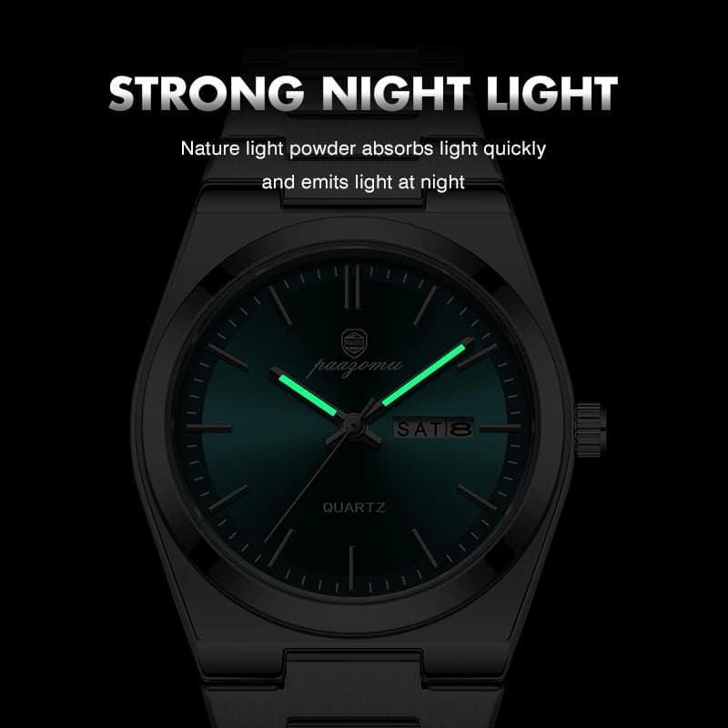 PAAZOMU mode hommes montre à Quartz en acier inoxydable étanche lumineux homme montre chronographe D