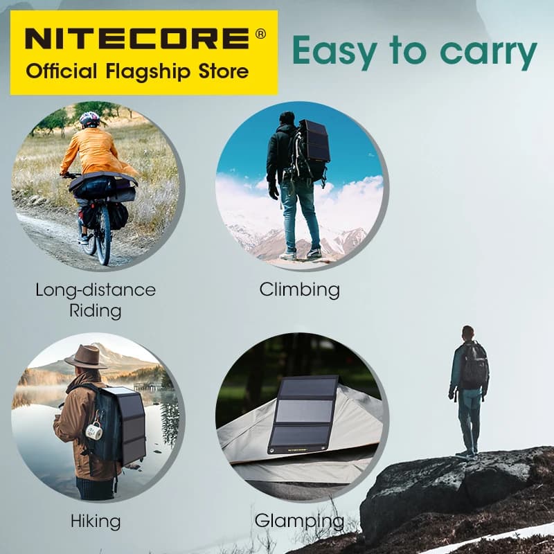 NITECORE Féventuelles 30 30W Portable Panneau Solaire Étanche Petite Cellule Solaire USB-C PD 18W Ch