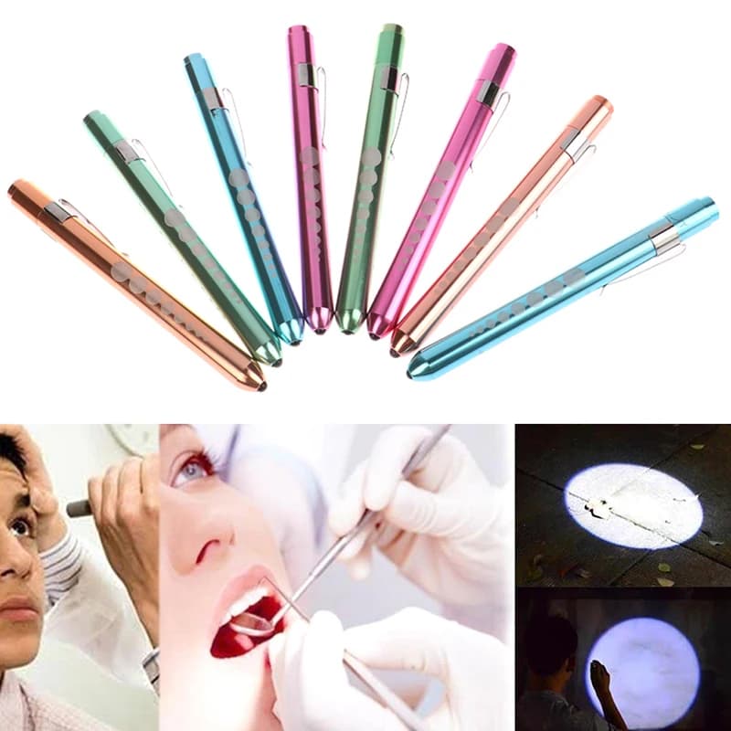 Lampe de poche LED réutilisable avec jauge de pupille, stylo à pince de poche, lampe torche médicale