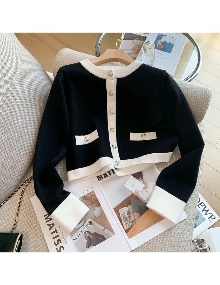 Cardigan à manches longues et pantalon à jambes larges pour femme, pull fendu, ensemble deux pièces,