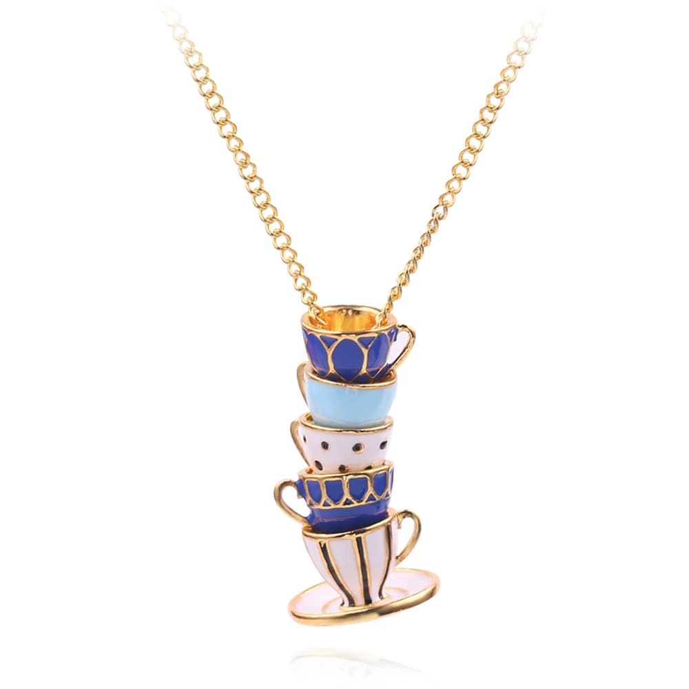 Tasse à thé charmante pull pendentif collier pour femmes plaqué or tour de cou chaîne collier Simple