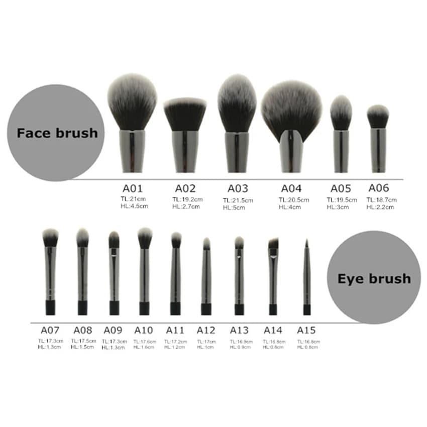 Sywinas-Kit de pinceaux de maquillage professionnels, poils synthétiques naturels noirs outils de ha