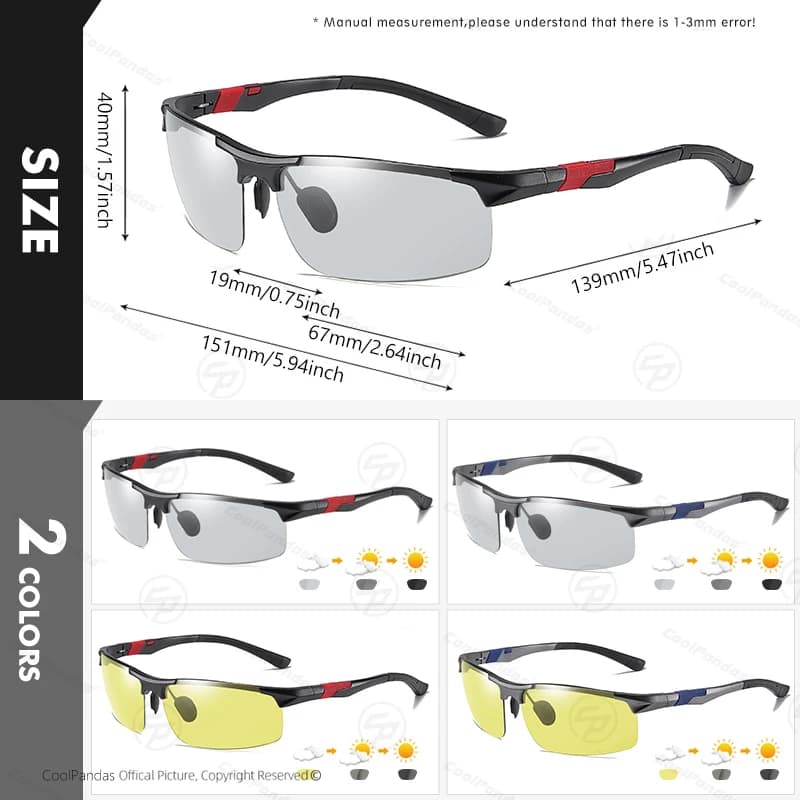 Lunettes de soleil polarisées photochromiques pour hommes, vision jour et nuit, anti-absorbe ouissem