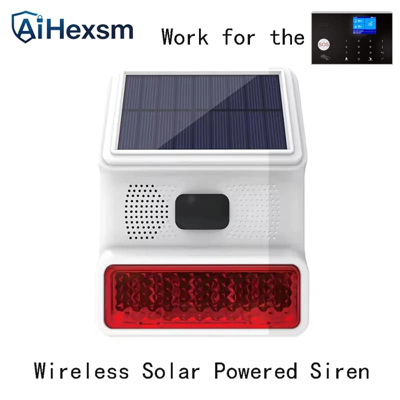 Système d'alarme sans fil à énergie solaire, 100db, sirène stroboscopique étanche pour l'extérieur, 
