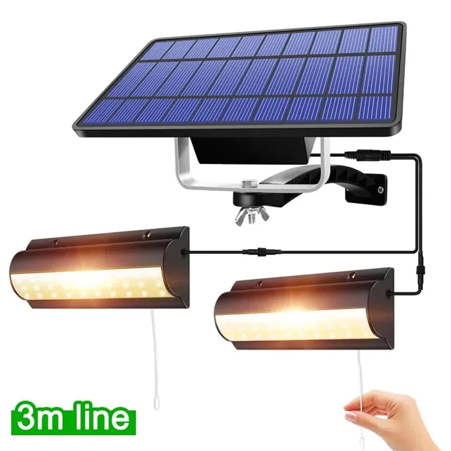 Lampe solaire suspendue avec interrupteur à fil nervuré, luminaire d'intérieur et d'extérieur, idéal