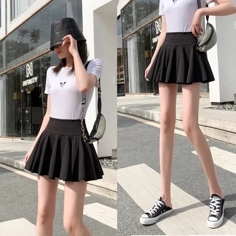 Mini jupe plissée taille haute pour femme, style coréen, garde-robe japonaise, patineuse phtalique r