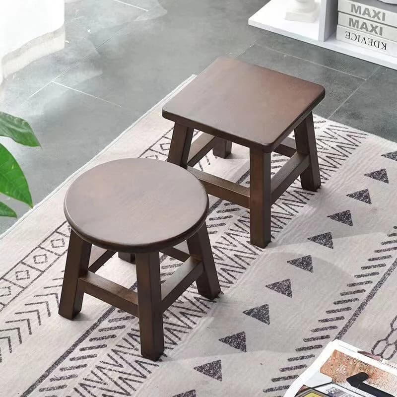 Petit tabouret chinois moderne en bois massif de couleur noyer, tabourets à langer pour chaussures d