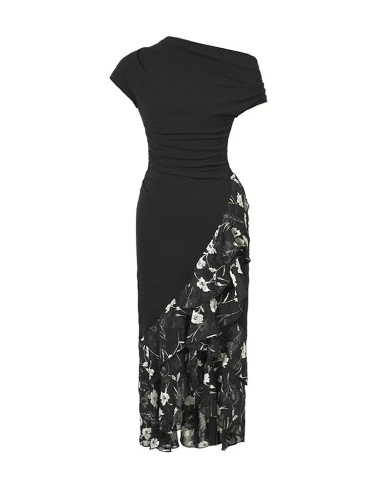 Robe de soirée élégante d'été pour femme, noire, chic, sexy, épaules dénudées, moulante, longue, pou