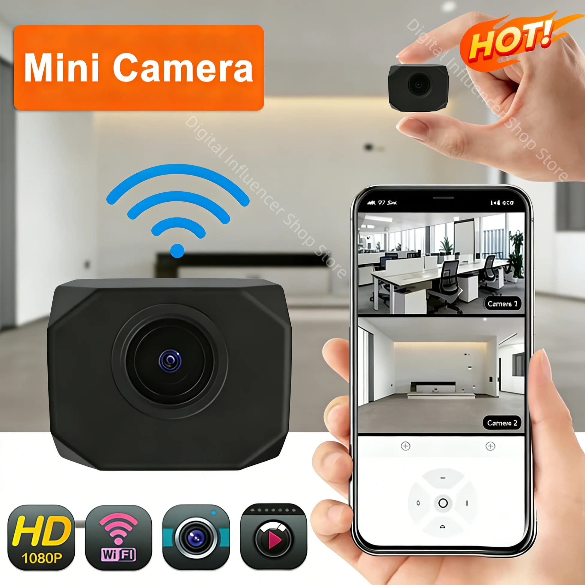 Nouvelle caméra de sécurité WiFi 4K HD, vision nocturne, mini caméra intelligente pour la maison, su