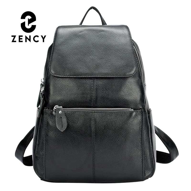 Zency en cuir véritable femmes sac à dos de haute qualité grande capacité sac de voyage sac à dos ca
