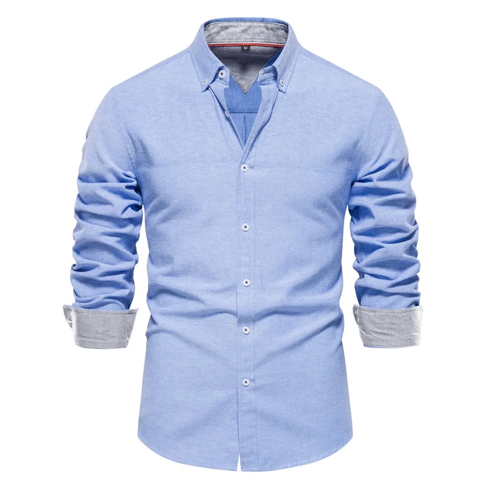 AIOPESON 2023 nouveau automne coton hommes Oxford chemise à manches longues boutonné affaires social