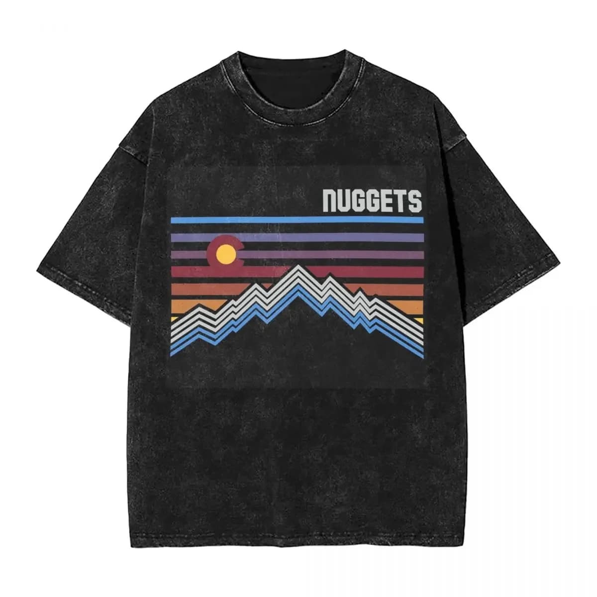 T-shirts à manches courtes Denver Nuggets Hip Hop, hauts lavés, t-shirts streetwear, t-shirt décontr