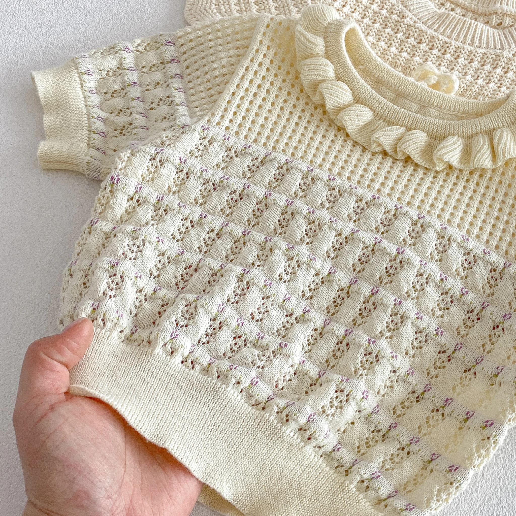 Ensemble décontracté léger et respirant en tricot à manches courtes pour filles, collection été 2026
