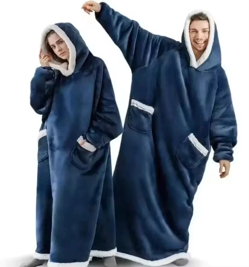 180cm Super longue flanelle couverture pyjamas avec manches hiver sweat à capuche femmes hommes pull