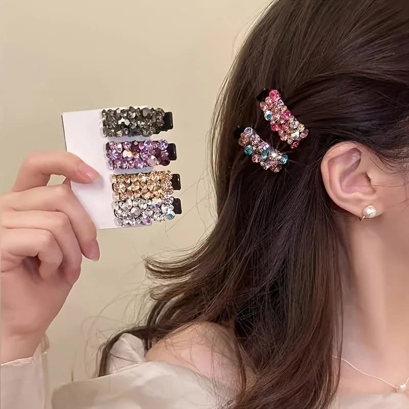 Pinces à cheveux élégantes en strass pour femmes, 6 pièces, petites pinces latérales colorées en cri