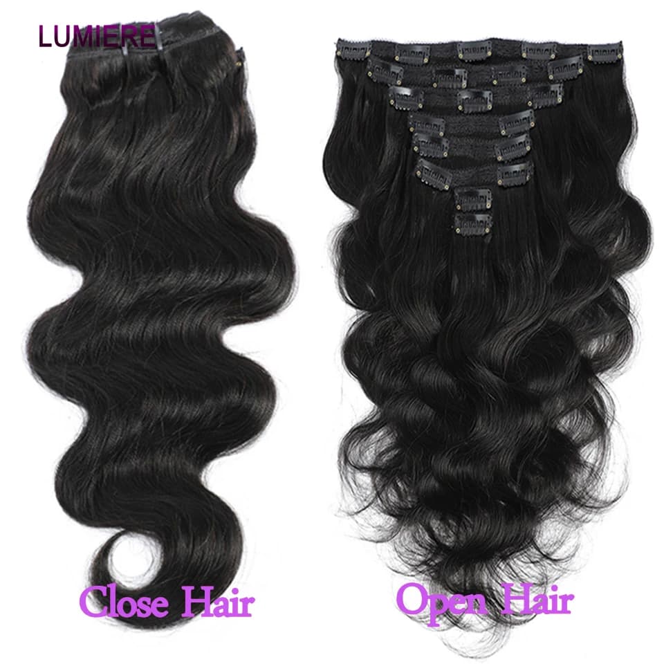 Clips de vague de corps dans les Extensions de cheveux humains brésilien 100% vierge Raw4B 4C Afro c